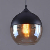 Contemporary Glass Pendant Light - Black & Amber / 9 x 7.9 -