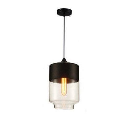 Contemporary Glass Pendant Light - Black & Clear / 11 x 7 - 