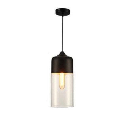 Contemporary Glass Pendant Light - Black & Clear / 12.9 x 