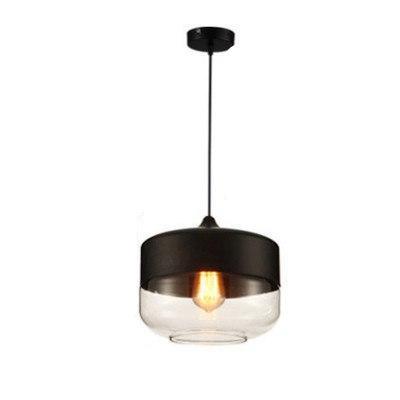 Contemporary Glass Pendant Light - Black & Clear / 8.2 x 9.8