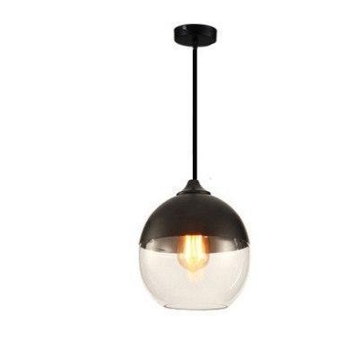 Contemporary Glass Pendant Light - Black & Clear / 9 x 7.9 -