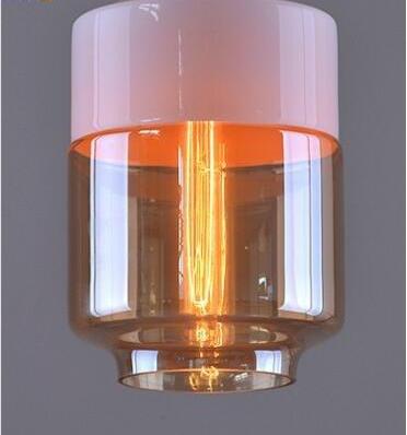 Contemporary Glass Pendant Light - White & Amber / 11 x 7 - 