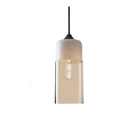 Contemporary Glass Pendant Light - White & Amber / 12.9 x 