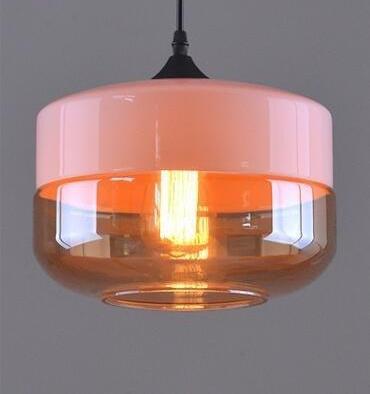 Contemporary Glass Pendant Light - White & Amber / 8.2 x 9.8