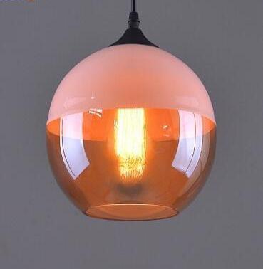 Contemporary Glass Pendant Light - White & Amber / 9 x 7.9 -