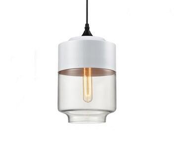 Contemporary Glass Pendant Light - White & Clear / 11 x 7 - 
