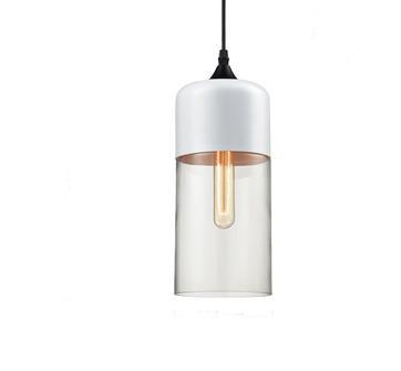 Contemporary Glass Pendant Light - White & Clear / 12.9 x 