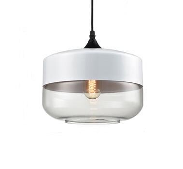 Contemporary Glass Pendant Light - White & Clear / 8.2 x 9.8