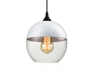 Contemporary Glass Pendant Light - White & Clear / 9 x 7.9 -