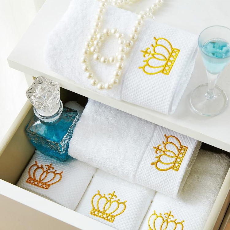 Crown Embroidery Soft Cotton Towel - Bath Towel