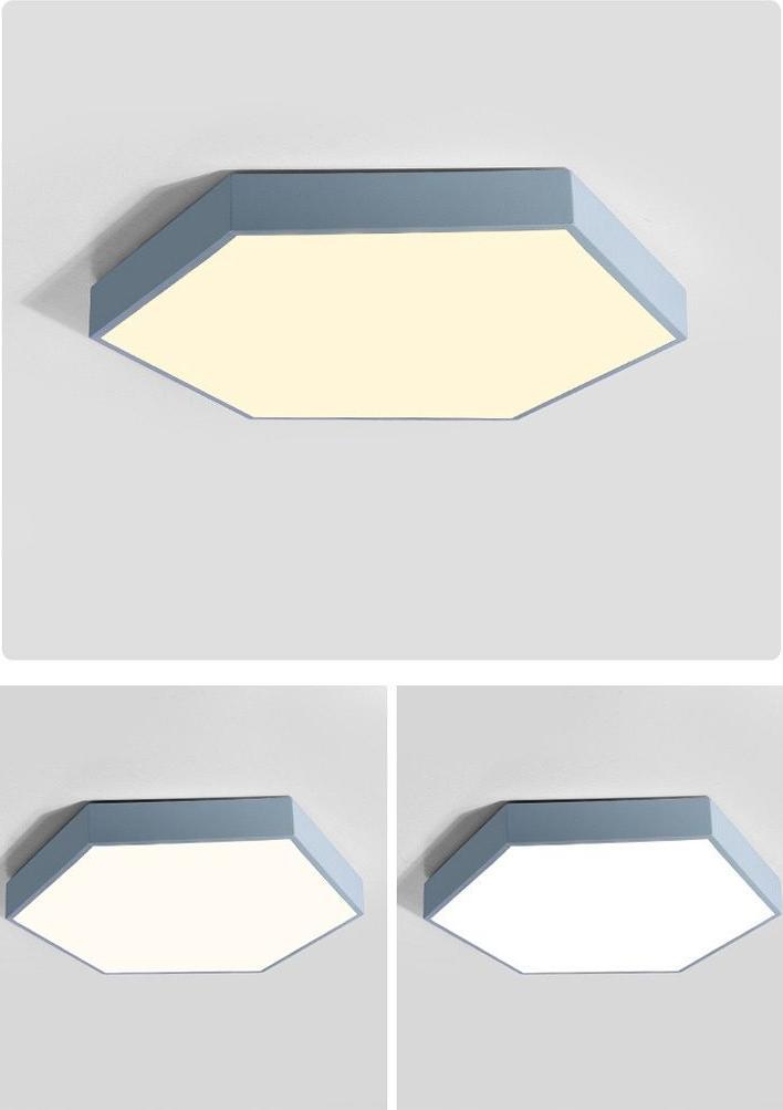 Cyane - Hexagonal Flush Ceiling Light - Blue / Warm White - 