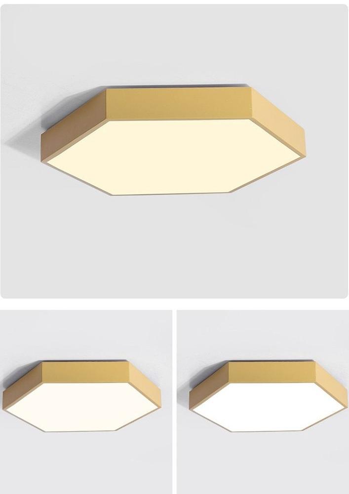 Cyane - Hexagonal Flush Ceiling Light - Yellow / Warm White 