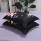 Dark Black Flora Egyptian Cotton Duvet Cover Set - Duvet 