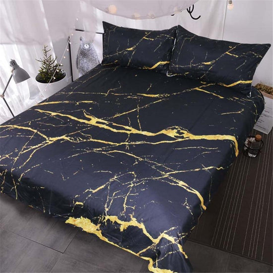 Dark Black Marble Duvet Cover Set - Twin - Duvet Cover Set