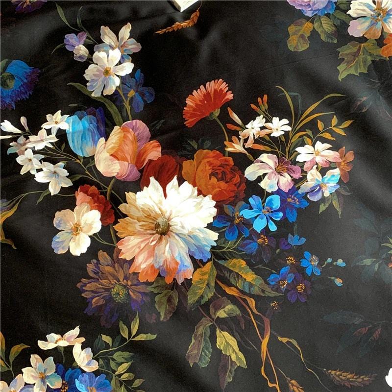 Dark Flower Bouquet Egyptian Cotton Duvet Cover Set - Duvet 