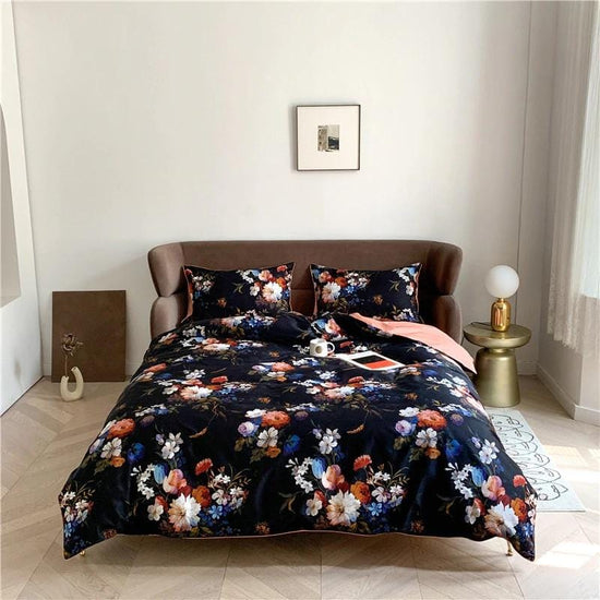 Dark Flower Bouquet Egyptian Cotton Duvet Cover Set - Duvet 