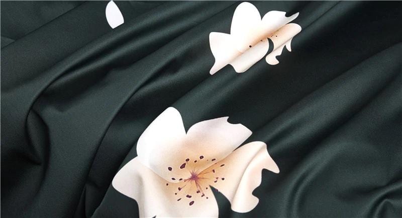 Dark Spring Bloom Egyptian Cotton Duvet Cover Set - Duvet 