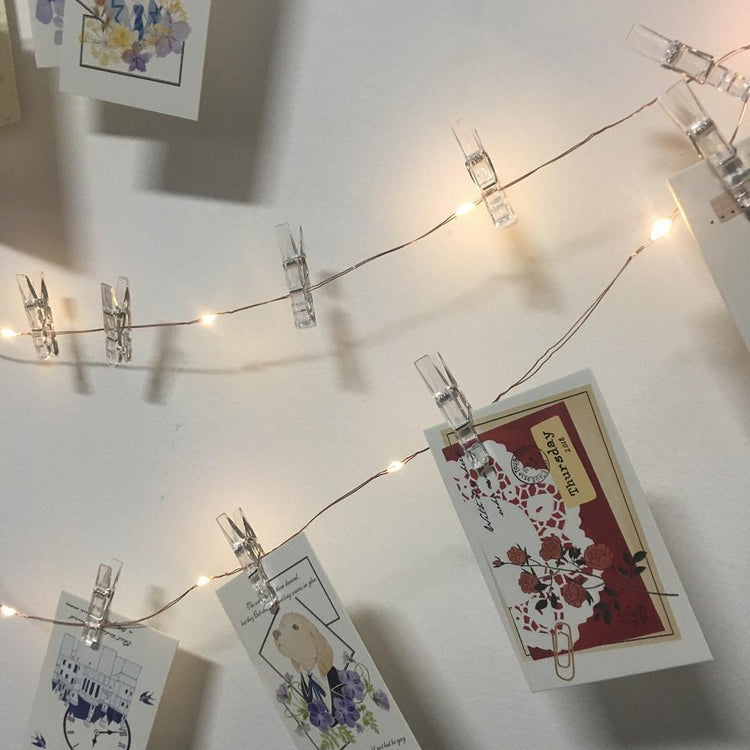 Delightful LED String Lights with Photo Clips - Decorative 