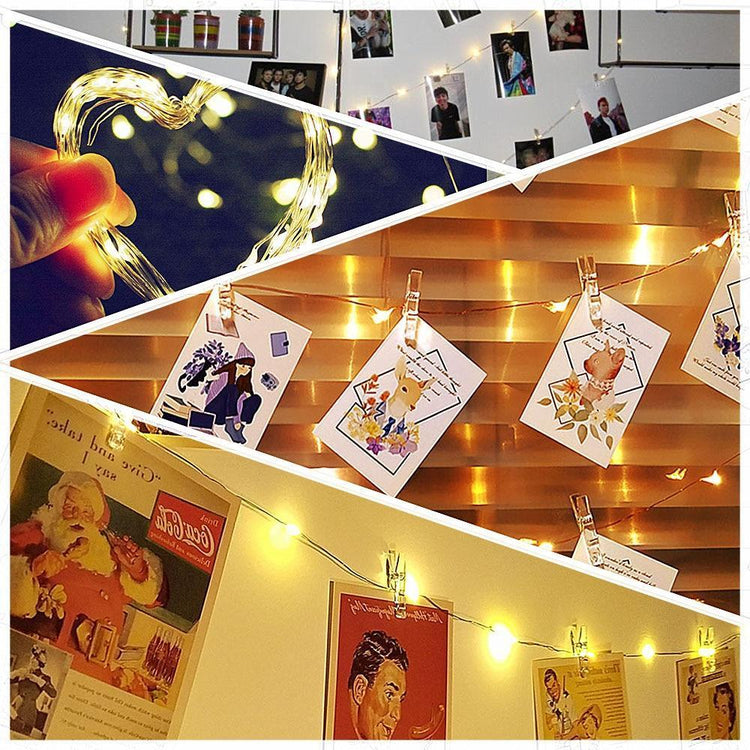 Delightful LED String Lights with Photo Clips - Decorative 