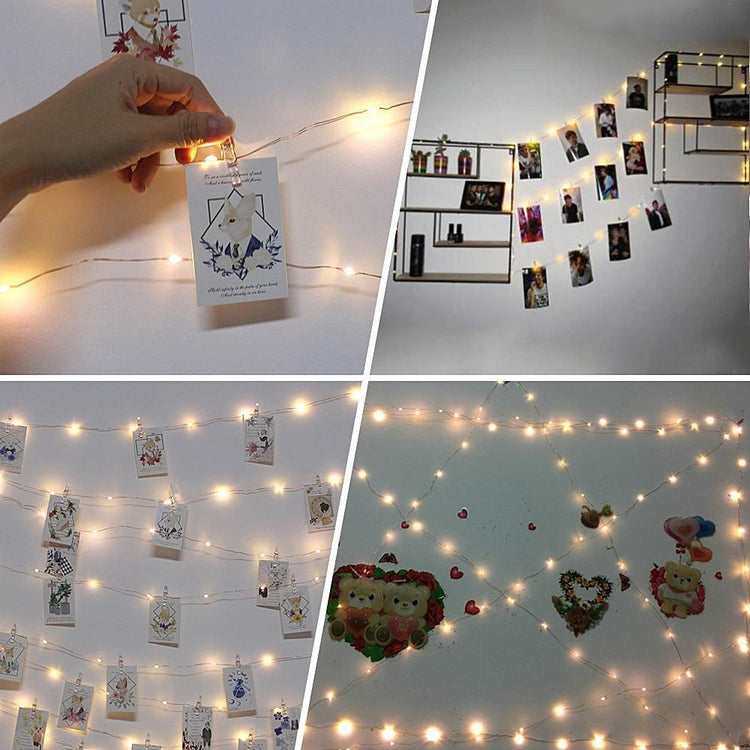 Delightful LED String Lights with Photo Clips - Decorative 