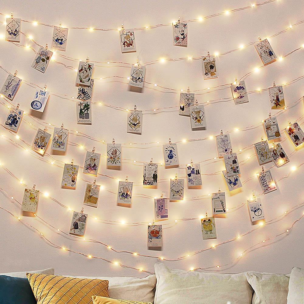 Delightful LED String Lights with Photo Clips - Large - 32’8