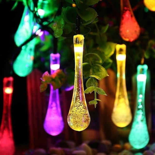 Droplet Shaped Solar Light String - Multicolor / 4M - Solar 