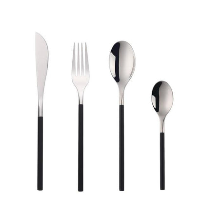 Dual Tone Stainless Steel Cutlery Set - Black - Cutlery Set