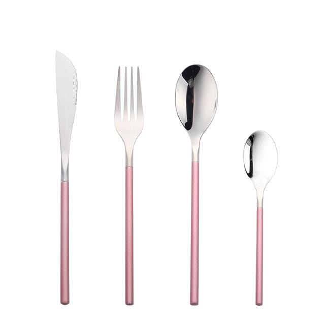 Dual Tone Stainless Steel Cutlery Set - Pink - Cutlery Set