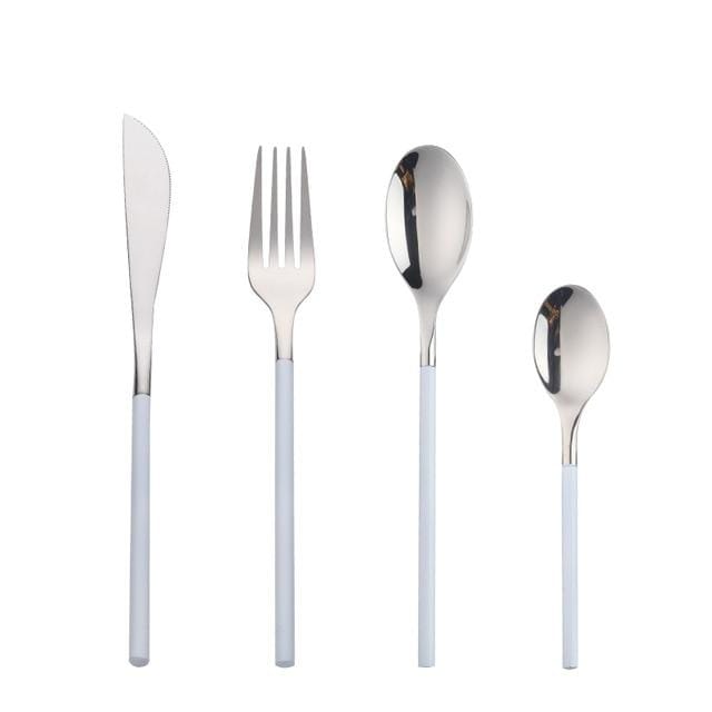 Dual Tone Stainless Steel Cutlery Set - White - Cutlery Set