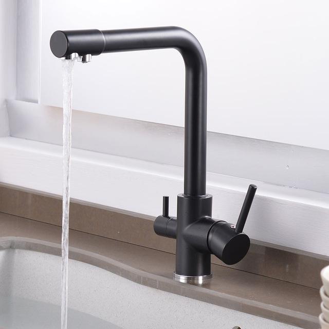 Elegant 3-in-1 Kitchen faucet - Black - Faucet