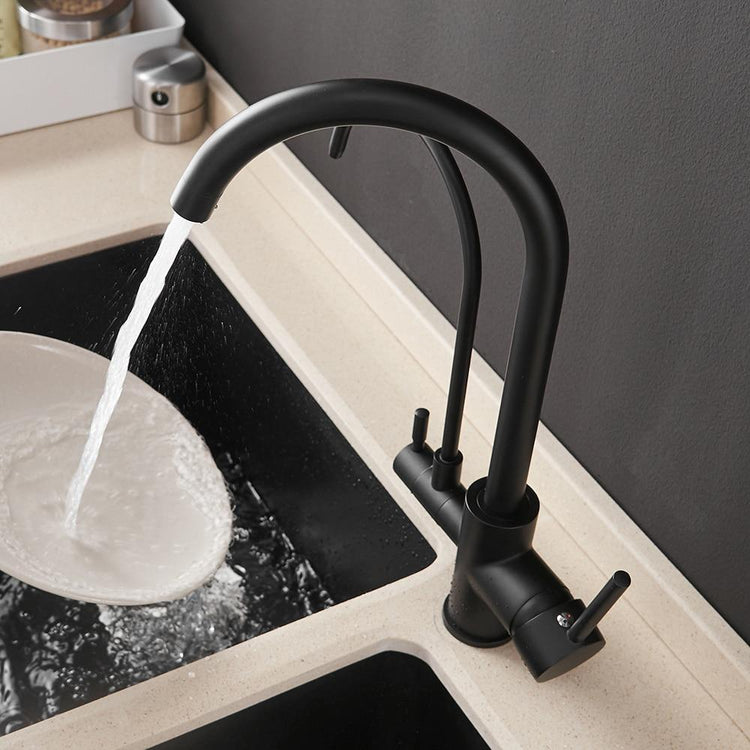 Elegant Double Crane Kitchen Faucet - Faucet