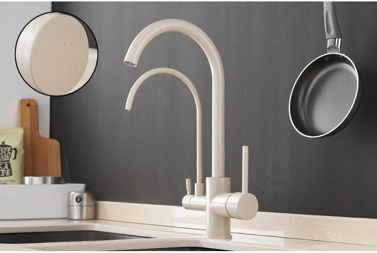 Elegant Double Crane Kitchen Faucet - Faucet