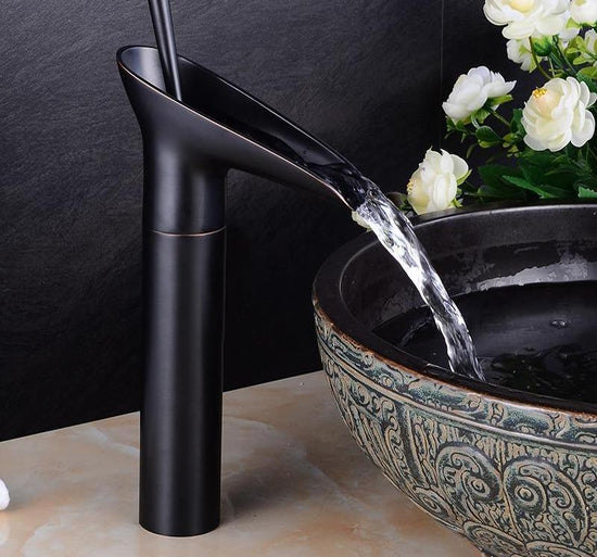 Elegant Waterfall Flow Bath Faucet - Black / Tall - 12.2 - 