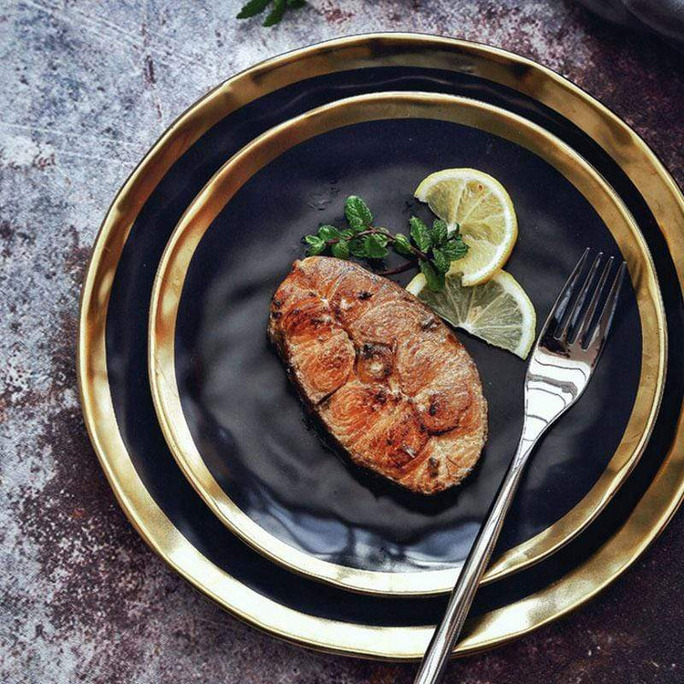 Euro Black Gold Border Dining Plate - Plate