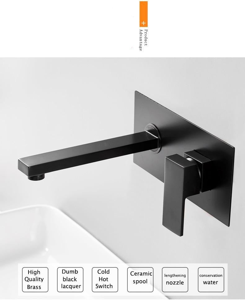 Exquisite Matte Black Wallmounted Bathroom Faucet - Faucet
