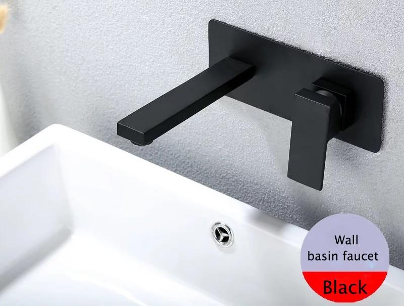 Exquisite Matte Black Wallmounted Bathroom Faucet - Faucet