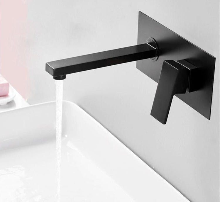 Exquisite Matte Black Wallmounted Bathroom Faucet - Without 