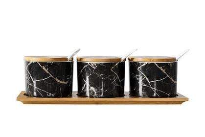 Exquisite Stone Finish Spice Jar Set - Electric Marble - 