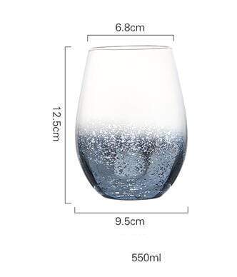 Frosted Metal Designer Glass Cup - Blue Ice / 1 Piece - 