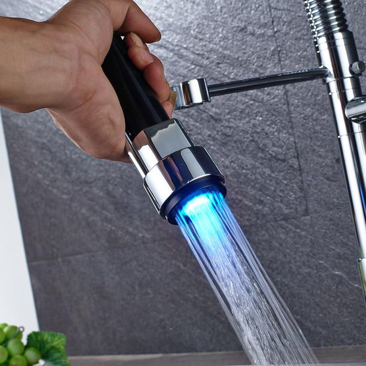 Futuristic LED Pull Out Kitchen Faucet - Faucet