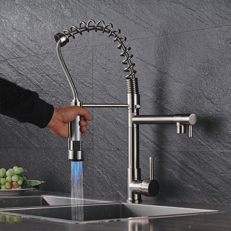 Futuristic LED Pull Out Kitchen Faucet - Faucet