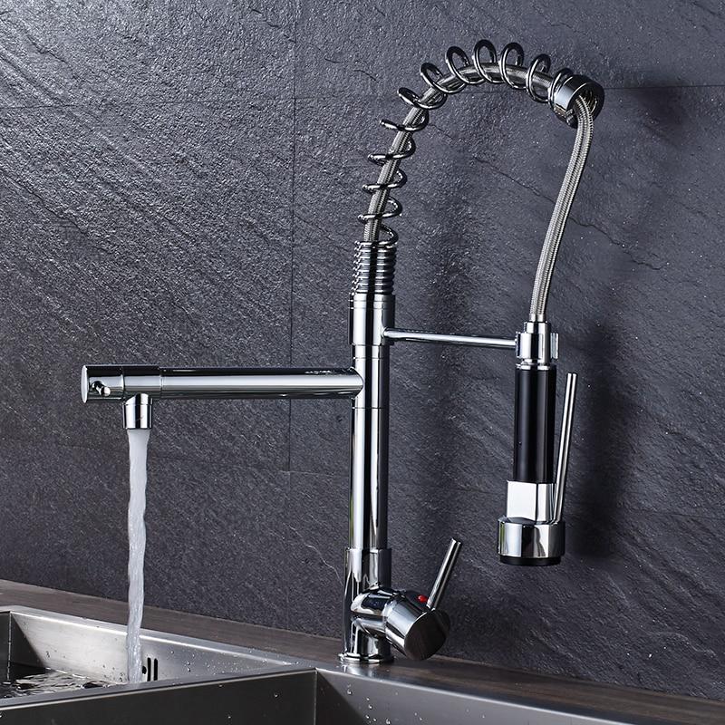 Futuristic LED Pull Out Kitchen Faucet - Faucet