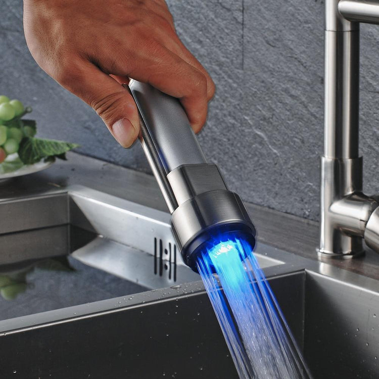 Futuristic LED Pull Out Kitchen Faucet - Faucet