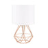 Geometric Base Bed Lamp - Copper Frame White Shade - Bed 