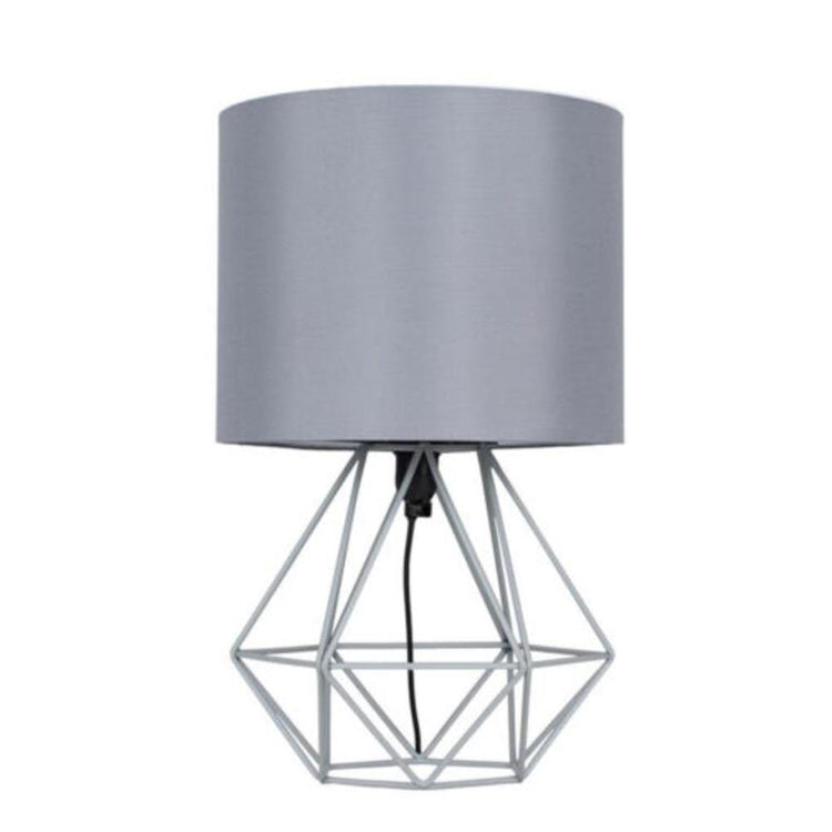 Geometric Base Bed Lamp - Silver Frame Silver Shade - Bed 