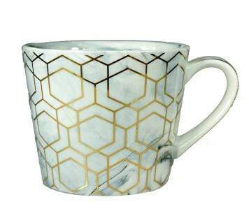 Geometric Gold Pattern Ceramic Mug - Light Green Euclid - 