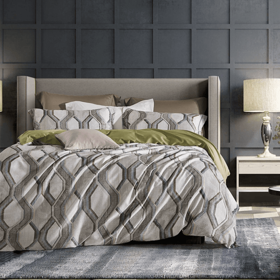 Geometric Gray Egyptian Cotton Duvet Cover Set - Duvet Cover