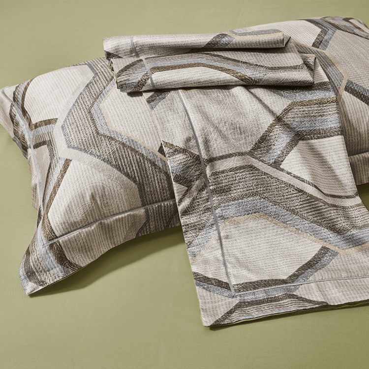 Geometric Gray Egyptian Cotton Duvet Cover Set - Duvet Cover