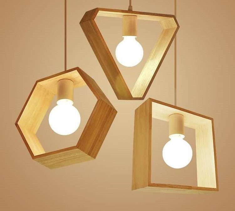 Geometric Shaped Wood Pendant Lamp - Pendant Lamp