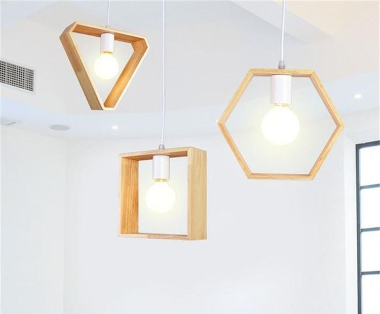 Geometric Shaped Wood Pendant Lamp - Pendant Lamp